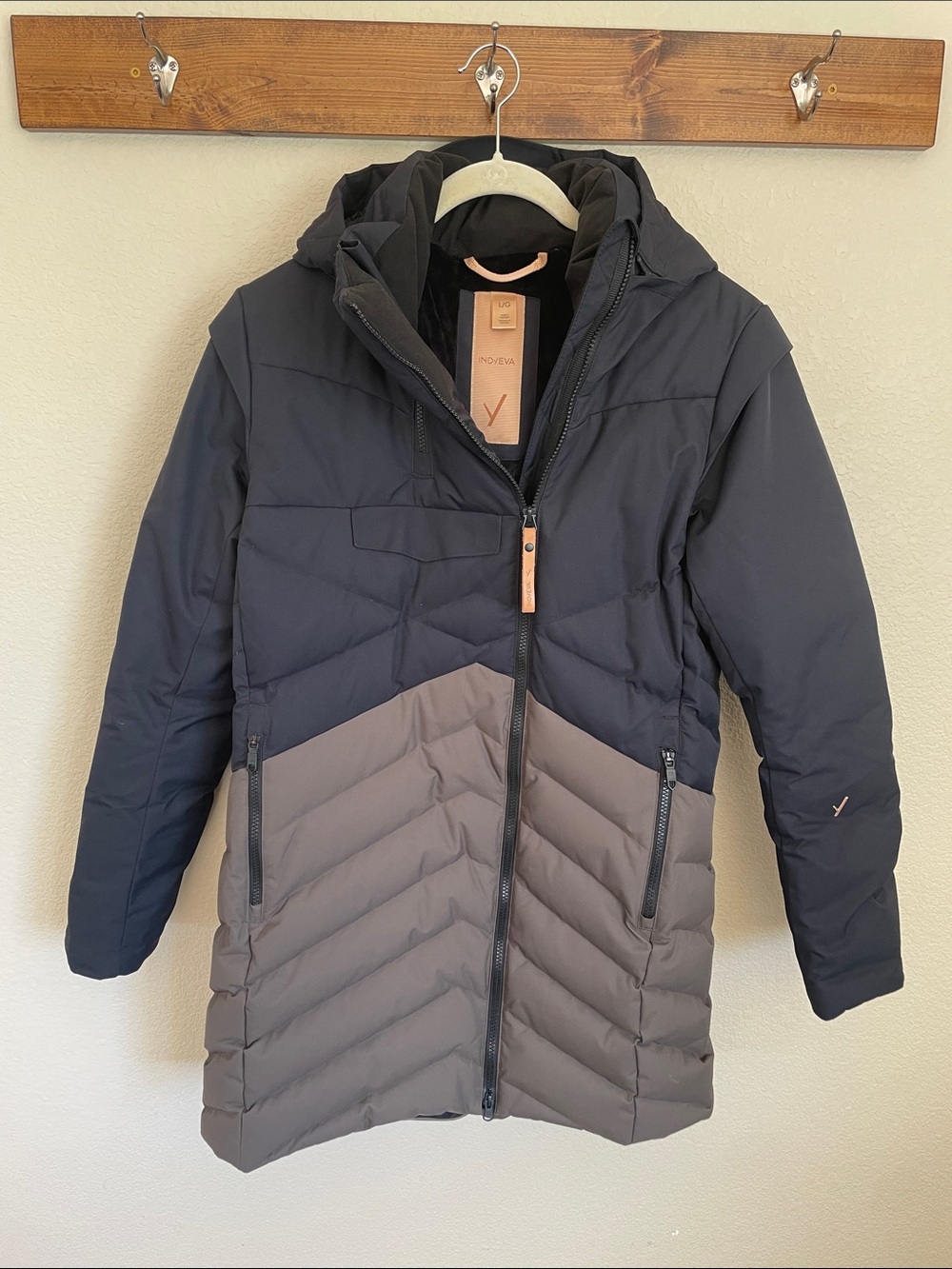 Indyeva Ayaba ll Longline Down Quilted Puffer Coat L Outdoor Winter Preppy